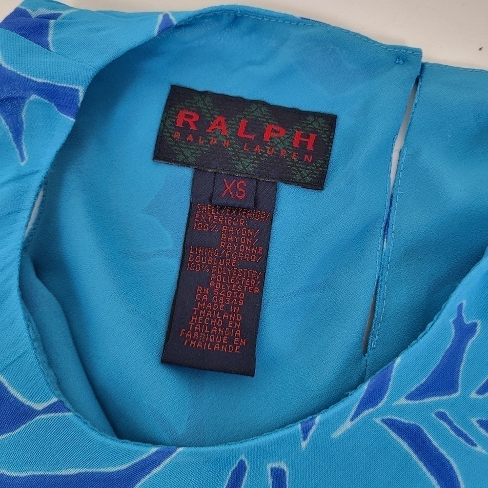 Ralph Lauren Tropical Rayon Crop Top Turquoise Size XS Blue - Picture 4 of 12